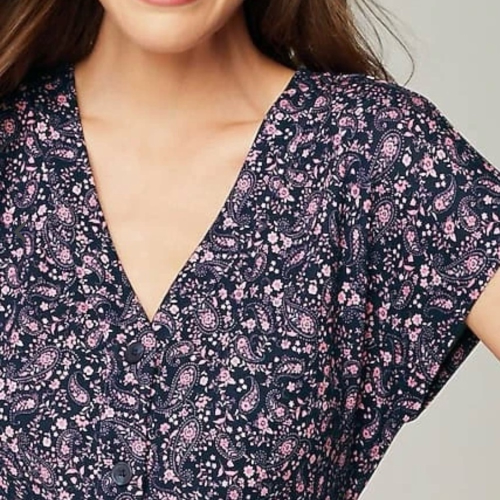 J. Jill Versatile V-Neck Dress A-Line Button Front Paisley Pink Midi Tie - Picture 3 of 16